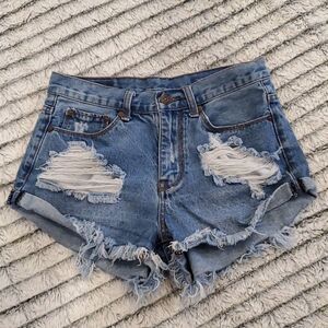 Distressed DENIM CoLAB jean shorts size 25